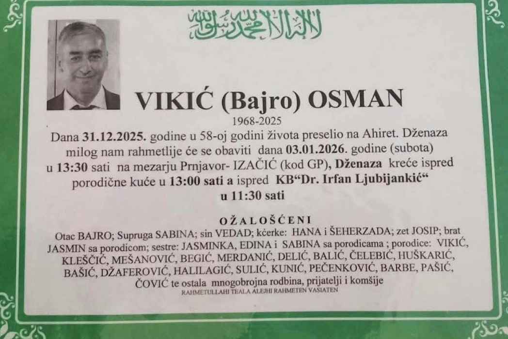 Na Ahiret preselio Vikić (Bajro) Osman